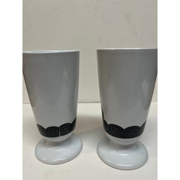 Vintage Oreo cookies, ceramic footed, milkshake glasses set of two - Picture 3 of 5